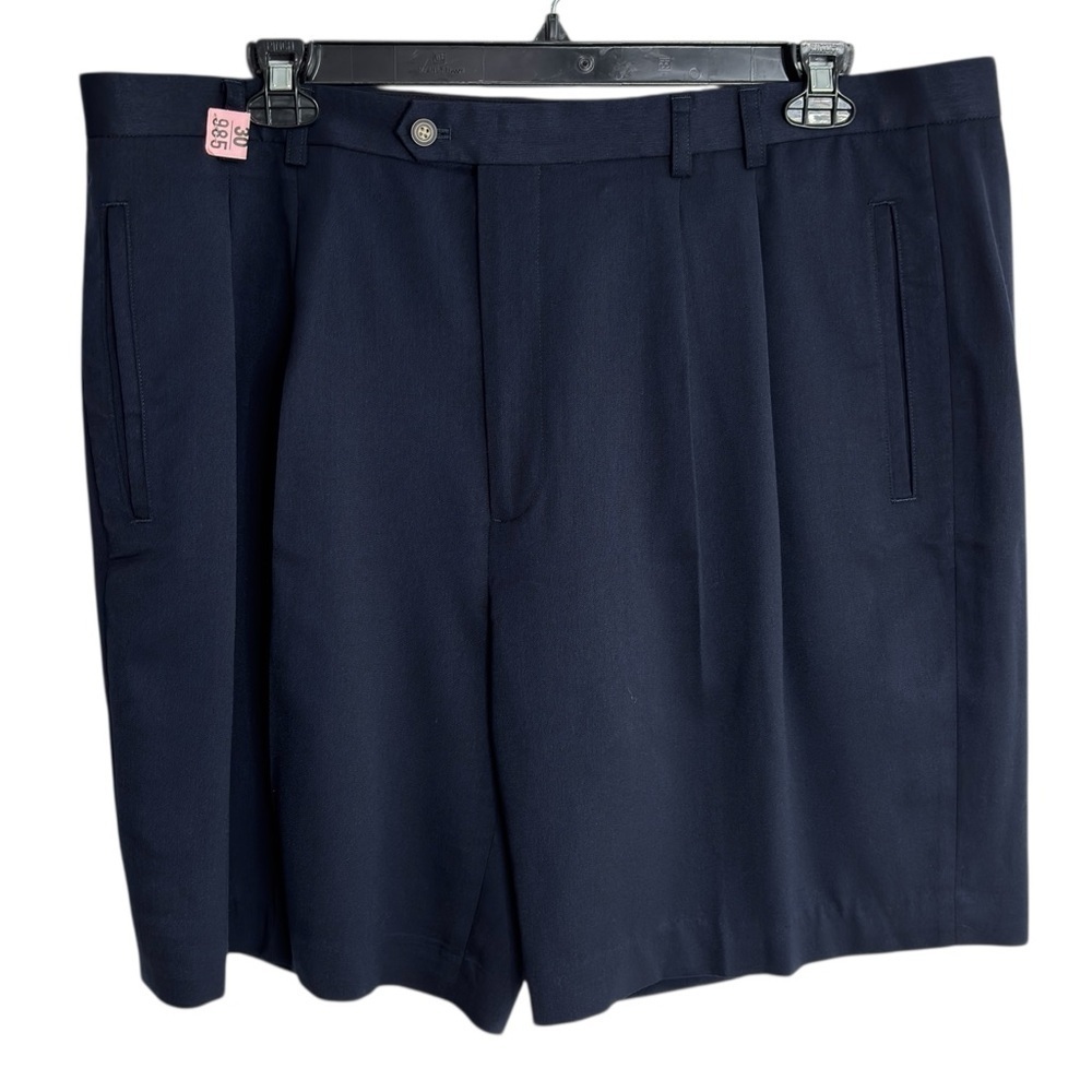 Cutter & Buck Shorts Size 42 Navy Blue Pleated Dress 9" Rayon Blend Golf Preppy